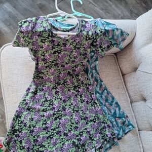 Lot Of 2 Lularoe girls Size 4 Adeline Fit And Flare Dresses